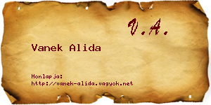 Vanek Alida névjegykártya